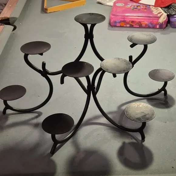 Black iron Metal Candle Holder for inside fireplace holds 9 candles - Picture 3 of 3